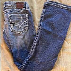 y2k BKE Stella Distressed Dark Wash Boot Cut Jeans size 25